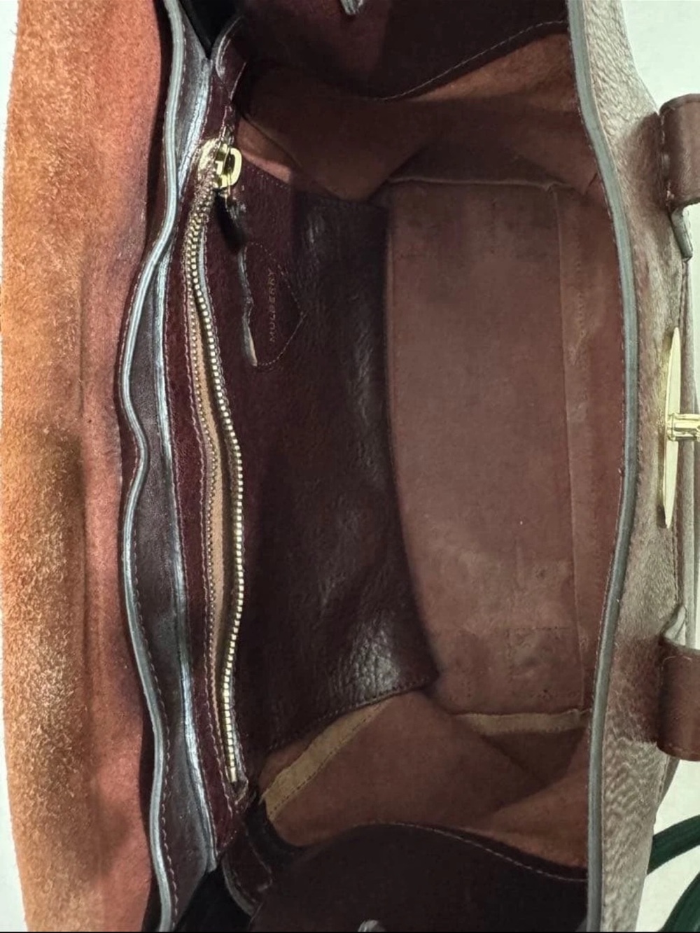 Mulberry Burgundy Leather Top-Handle Briefcase with Gold Hardware - Picture 9 of 11